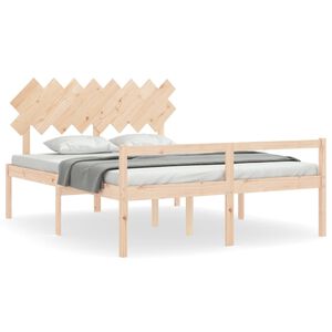 vidaXL Seniorenbett mit Kopfteil 160x200 cm Massivholz
