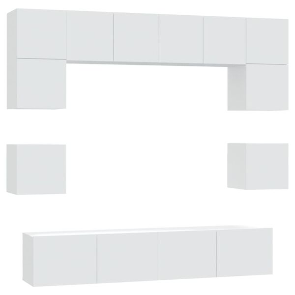vidaXL 8-tlg. TV-Schrank-Set Wei&szlig; Holzwerkstoff