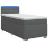 vidaXL Boxspringbett mit Matratze und LED Dunkelgrau Einzeln Stoff