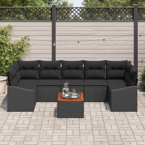 vidaXL Garten-Sofa-Set 8 pcs Schwarz