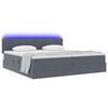 vidaXL Bett mit Stauraum und LED Dunkelgrau 200 x 200 cm Samt