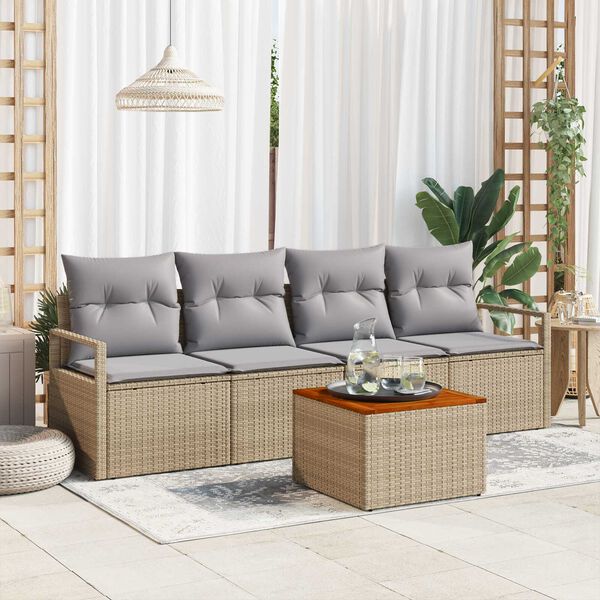 vidaXL Gartensofa-set 5 pcs Beige und Hellgrau Poly-Rattan