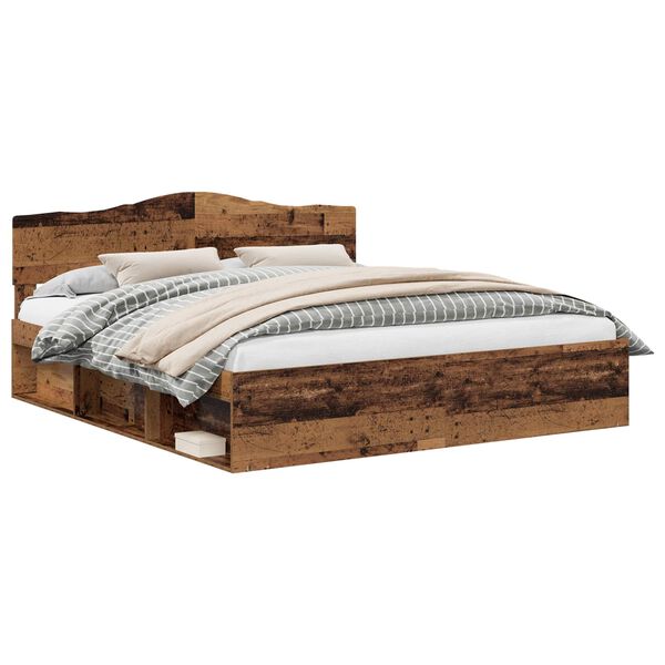 vidaXL Bettrahmen Altholz 200 x 200 cm Massives Kiefernholz
