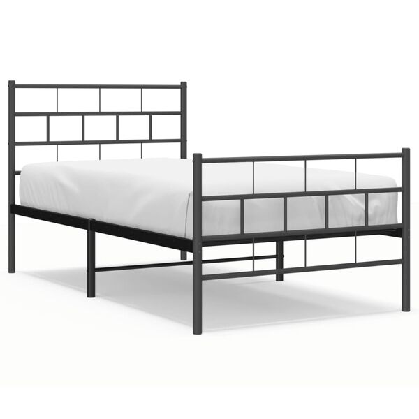 vidaXL Bettgestell mit Kopf- und Fu&szlig;teil Metall Schwarz 80x200 cm