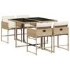 vidaXL 5-tlg. Garten-Essgruppe mit Kissen Beige Poly Rattan