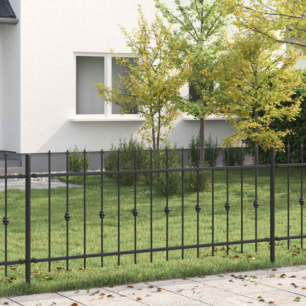 vidaXL Spie&szlig;zaun Schwarz 200 x 130 cm Pulverbeschichteter Stahl