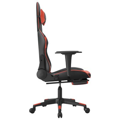vidaXL Gaming-Stuhl mit Massage & Fußstütze Schwarz & Rot Kunstleder