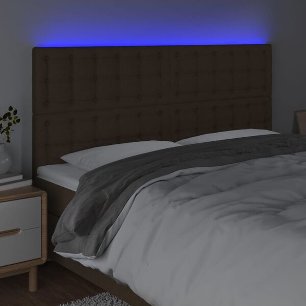 vidaXL LED Kopfteil Dunkelbraun 160x5x118/128 cm Stoff