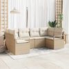 vidaXL Gartensofa-set mit Kissen 6 pcs Beige und Weiß Poly-Rattan