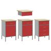 vidaXL Werkbank mit Schubladen 10 pcs Rot Ingenieure Holz und Stahl