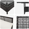 vidaXL Garten Essgruppe 3 pcs Schwarz Poly-Rattan