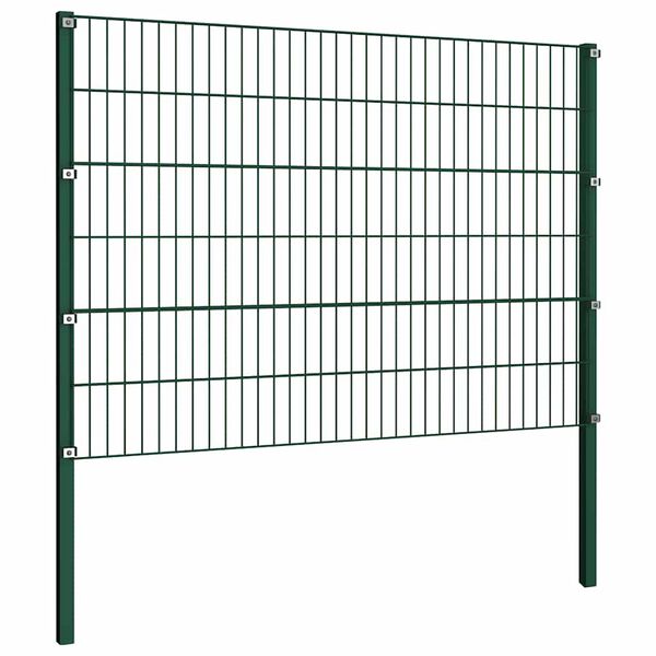 vidaXL Zaunelement mit Pfosten Eisen 349 x 120 cm Gr&uuml;n