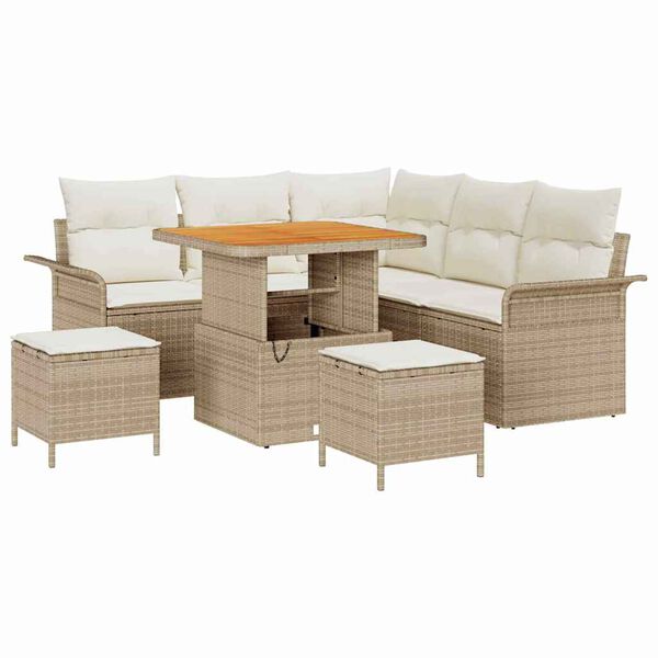vidaXL Garten-Sofa-Set 8 pcs Beige Poly-Rattan