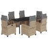 vidaXL 7-tlg. Garten-Essgruppe mit Kissen Beigemischung Poly Rattan