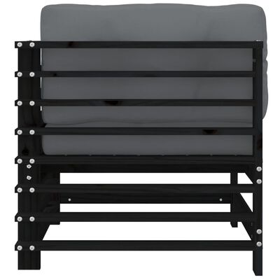 vidaXL Ecksofa mit Kissen Schwarz Massivholz Kiefer