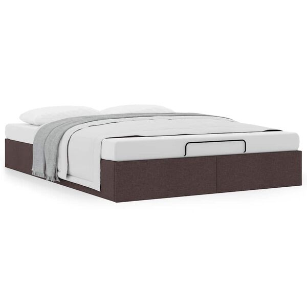 vidaXL Ottoman-Bett ohne Matratze Dunkelbraun 140x190 cm Stoff