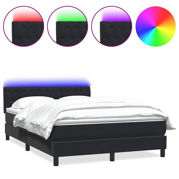 vidaXL Boxspringbett mit Matratze & LED Schwarz 160x220 cm Samt