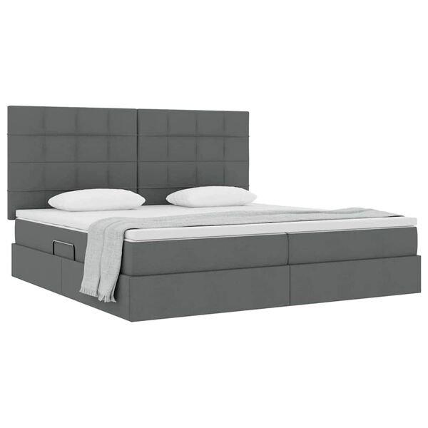 vidaXL Aufbewahrungsbett mit Matratze Dunkelgrau 200 x 200 cm