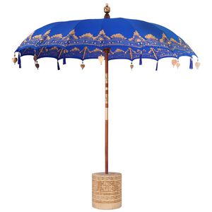 vidaXL Balinesischer Sonnenschirm mit Sockel Blau 215 x 215 x 260 cm