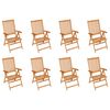vidaXL Verstellbare Gartenst&uuml;hle mit Auflagen 8 Stk. Massivholz Teak