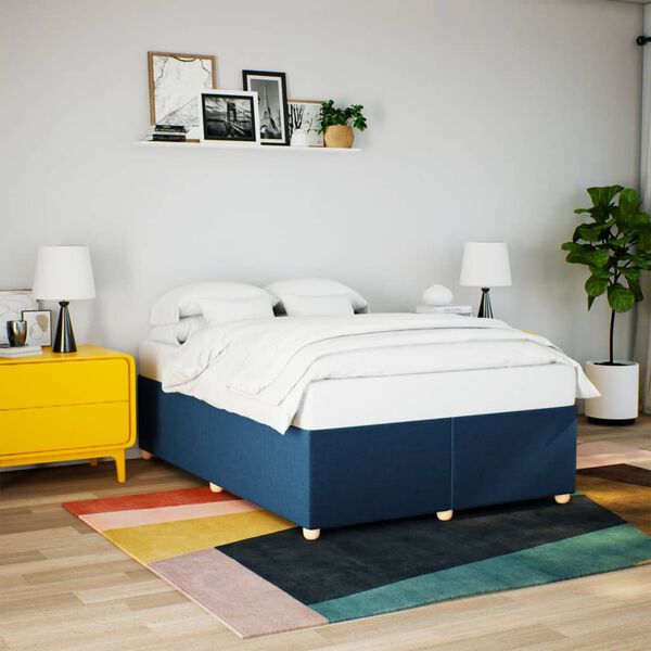 vidaXL Bettgestell ohne Matratze Blau 160x200 cm Stoff
