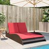 vidaXL Sonnenliege mit Kissen Braun 114x205x73 cm Poly Rattan