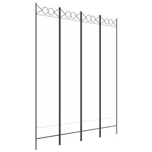 vidaXL 4-tlg. Paravent Wei&szlig; 160x200 cm Stoff