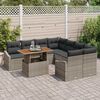 vidaXL Garten-Sofa-Set mit Speicher 9 pcs Grau Poly Rattan