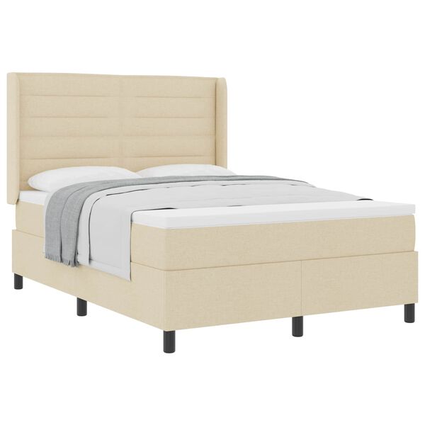 vidaXL Boxspringbett mit Matratze Creme 140 x 200 cm Stoff