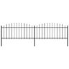vidaXL Gartenzaun mit Speerspitzen Stahl (0,5 - 0,75) x 3,4 m Schwarz