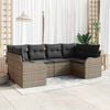 vidaXL Garten-Sofa-Set mit Kissen 6 pcs Grau Poly Rattan