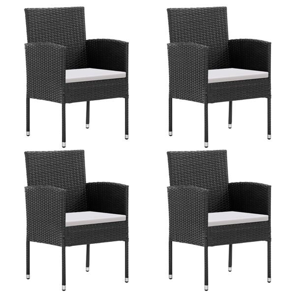 vidaXL 5-tlg. Garten-Essgruppe mit Kissen Schwarz Poly Rattan