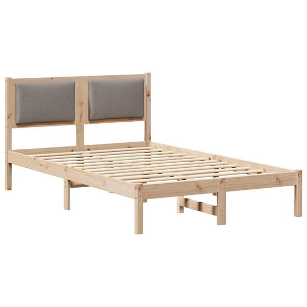 vidaXL Bettrahmen mit Kopfteil Taupe 120 x 200 cm Massives Kiefernholz