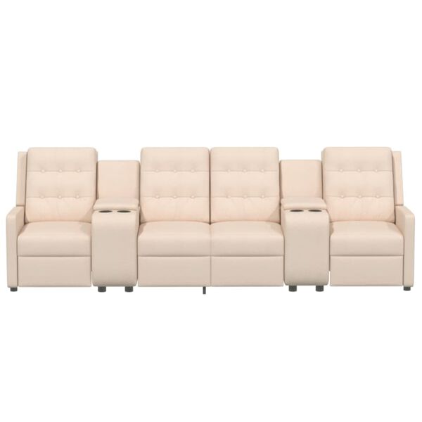 vidaXL Relaxsofa 4-Sitzer mit Getr&auml;nkehaltern Creme Stoff