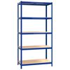 vidaXL Regale mit 5 B&ouml;den 3 Stk. Blau Stahl & Holzwerkstoff