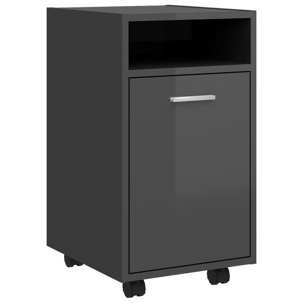 vidaXL Beistellschrank mit Rollen Hochglanz-Grau 33x38x60 cm