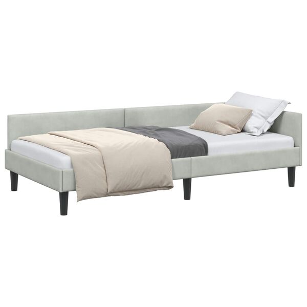 vidaXL Eckbettgestell Hellgrau 90 cm x 190 cm SamtundSperrholz