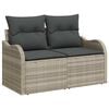 vidaXL Gartensofa-set mit Kissen 3 pcs Hellgrau Poly-Rattan