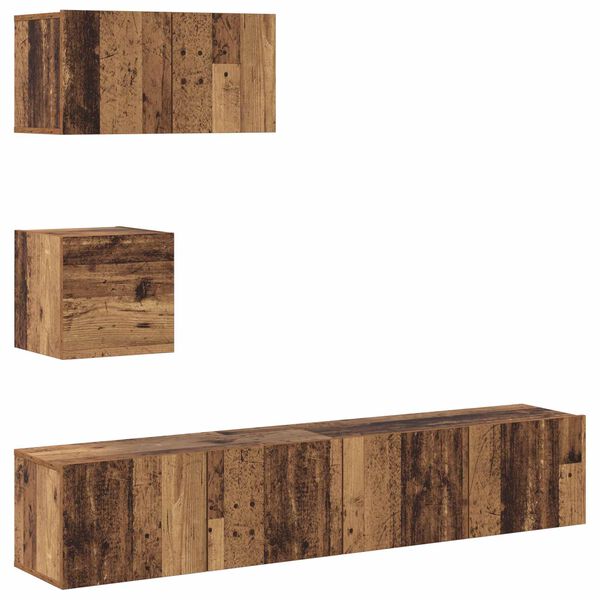 vidaXL TV-Schrankset Wandmontiert 3 pcs Altholz Holzwerkstoff