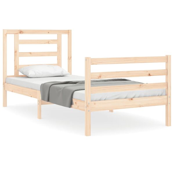vidaXL Massivholzbett mit Kopfteil 90x200 cm