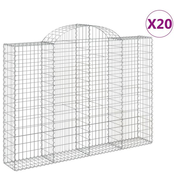 vidaXL Gabionen mit Hochbogen 20Stk. 200x30x140/160cm Verzinktes Eisen