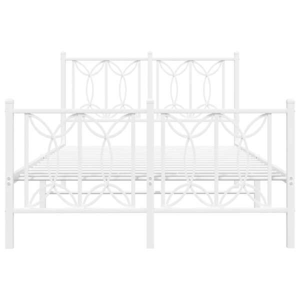 vidaXL Bettgestell mit Kopf- und Fu&szlig;teil Metall Wei&szlig; 120x200 cm
