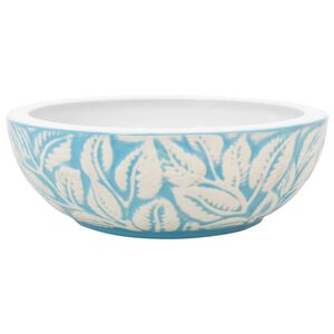 vidaXL Aufsatzwaschbecken Wei&szlig; und Blau Rund &Oslash;41x14 cm Keramik