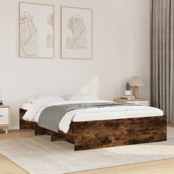 vidaXL Bettgestell ohne Matratze R&auml;uchereiche 140x200 cm Holzwerkstoff