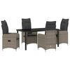 vidaXL Garten Essgruppe mit Kissen 5 pcs Grau Poly-Rattan