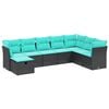 vidaXL 8-tlg. Garten-Sofagarnitur mit Kissen Braun Poly Rattan