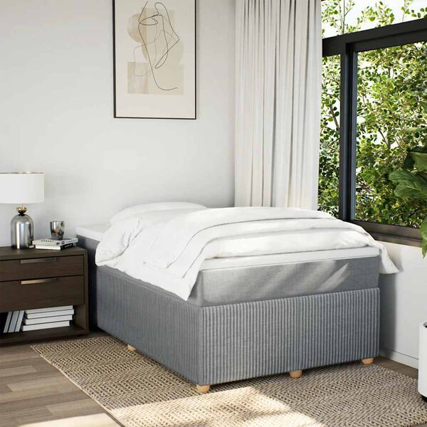 vidaXL Boxspringbett mit Matratze Hellgrau 120x190 cm Stoff