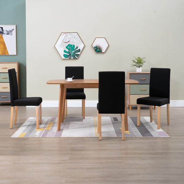 vidaXL Esszimmerst&uuml;hle 4 Stk. Schwarz Stoff