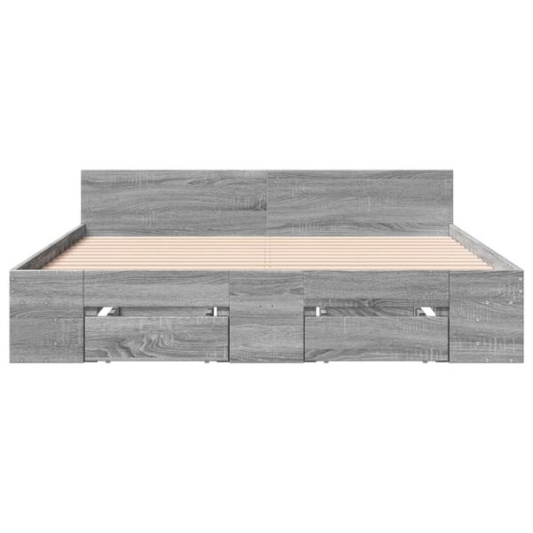 vidaXL Bettgestell mit Schubladen Grau Sonoma 140x200 cm Holzwerkstoff