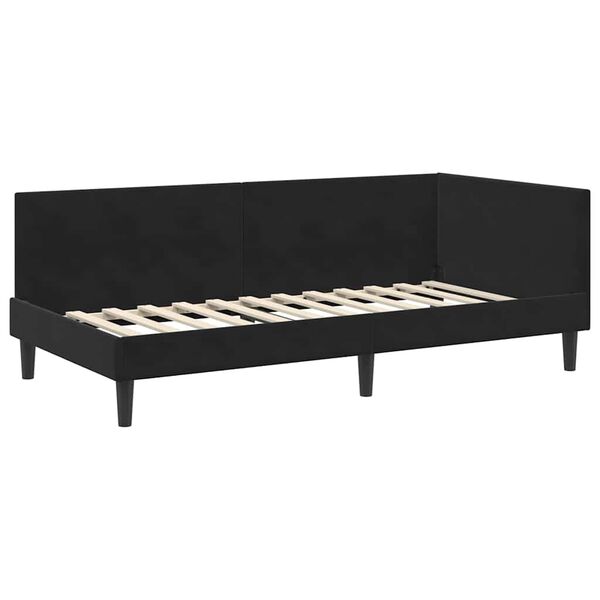 vidaXL Eckbettgestell Schwarz 80 cm x 200 cm Polyester und Sperrholz